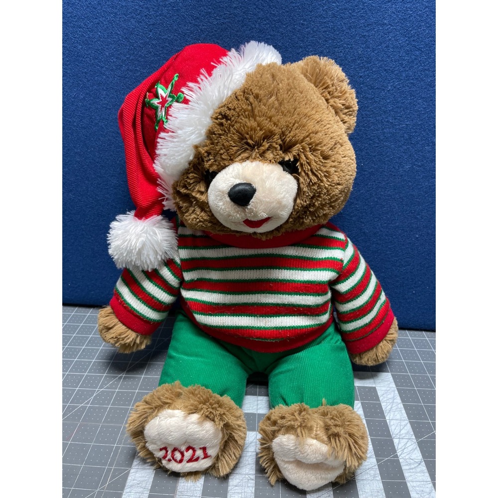 Snowflake Teddy Bear Brown‎ Red Green 2021 Holiday Christmas Striped Sweater